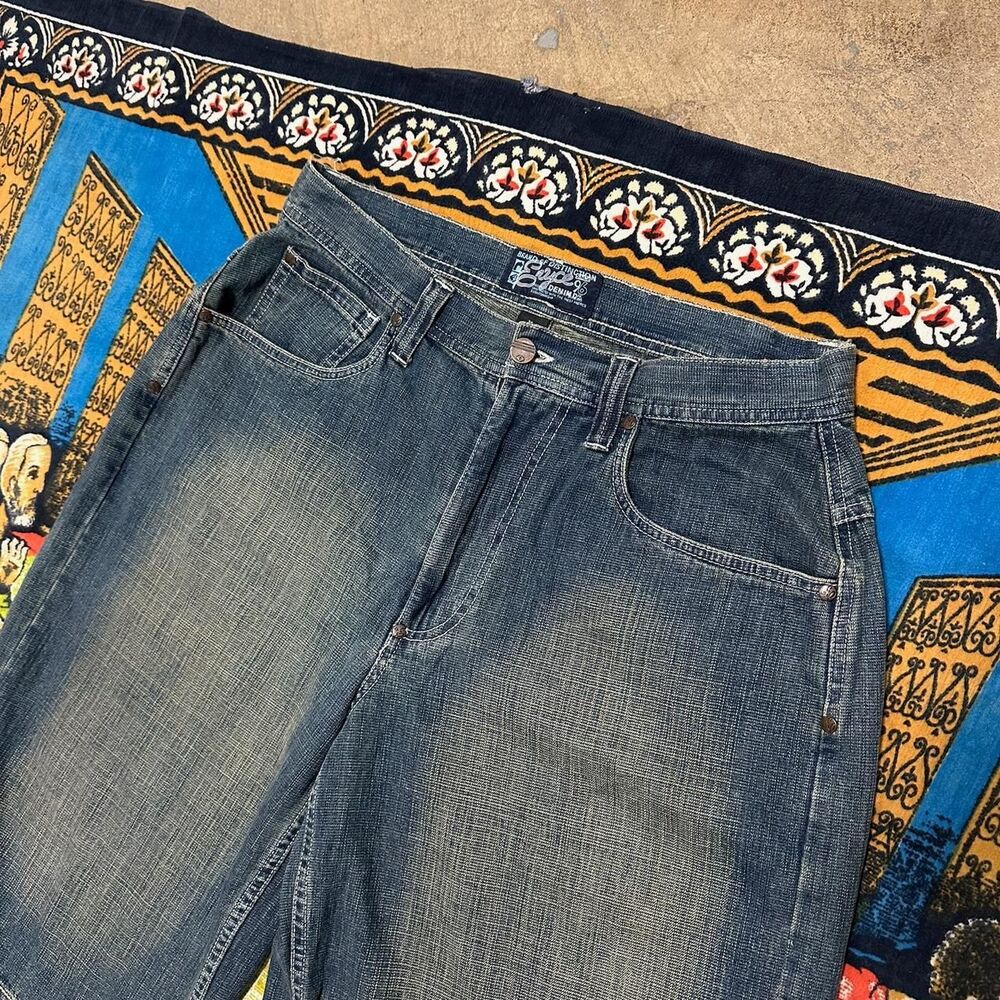 Enyce baggy blue jorts Size 34 light blue sandy mud wash baggy long jean shorts - Picture 5 of 8